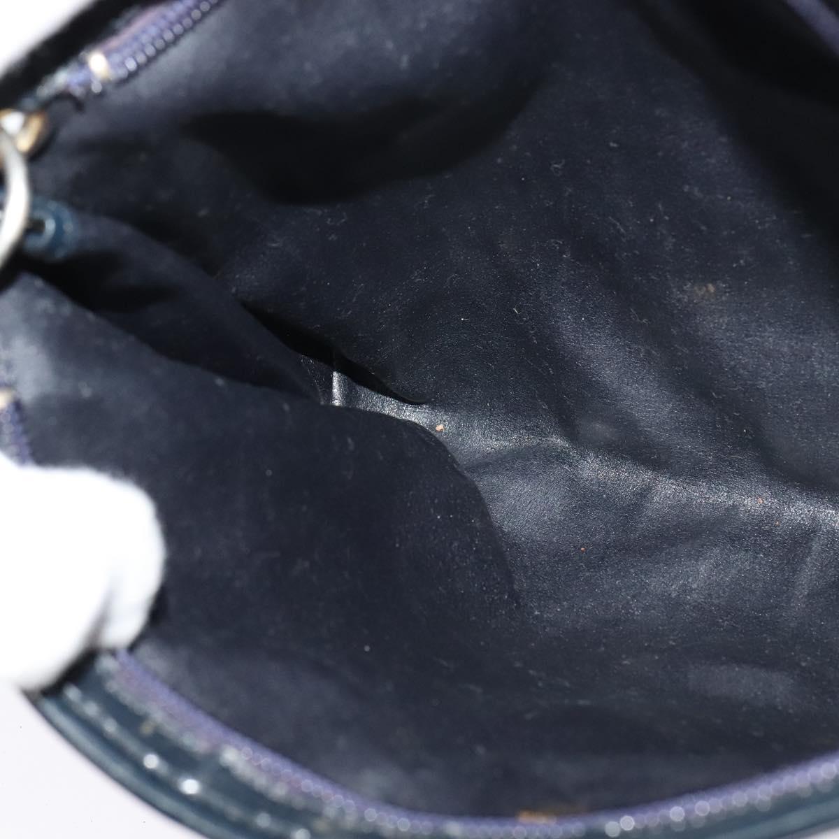 Christian Dior Trotter Canvas Shoulder Bag Navy Gold Auth 121410