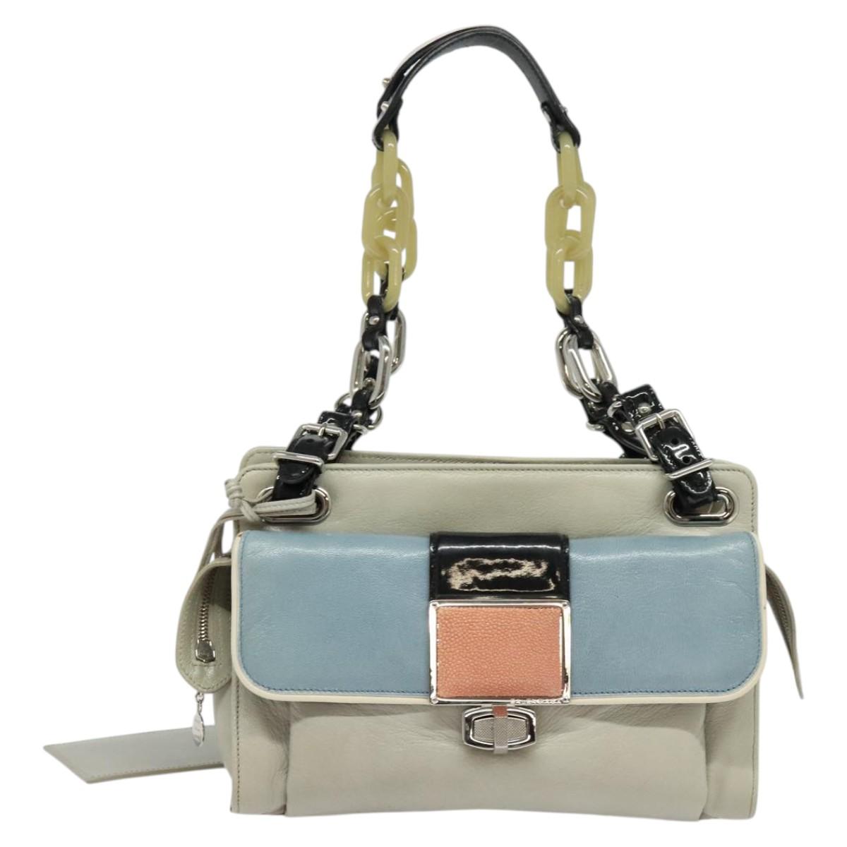 BALENCIAGA Shoulder Bag Leather Gray Silver Auth 121412