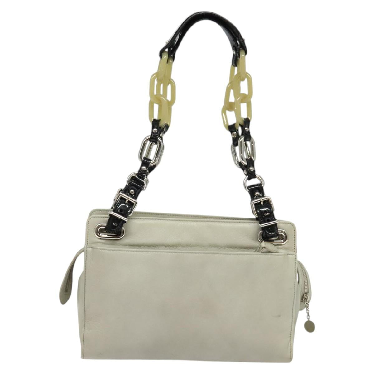 BALENCIAGA Shoulder Bag Leather Gray Silver Auth 121412
