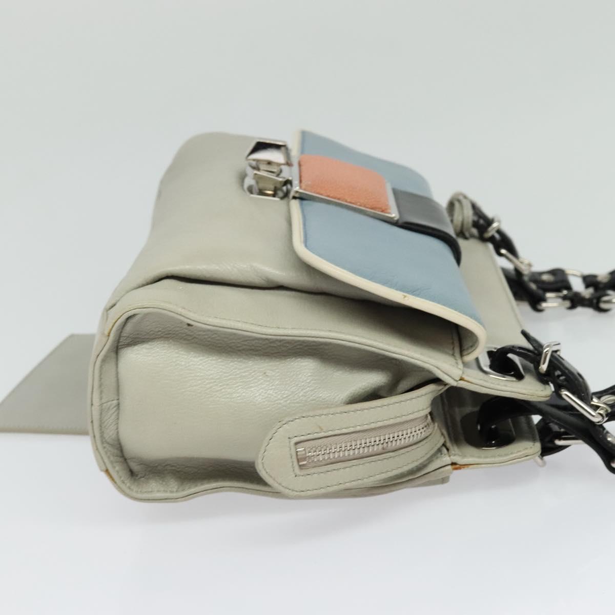 BALENCIAGA Shoulder Bag Leather Gray Silver Auth 121412