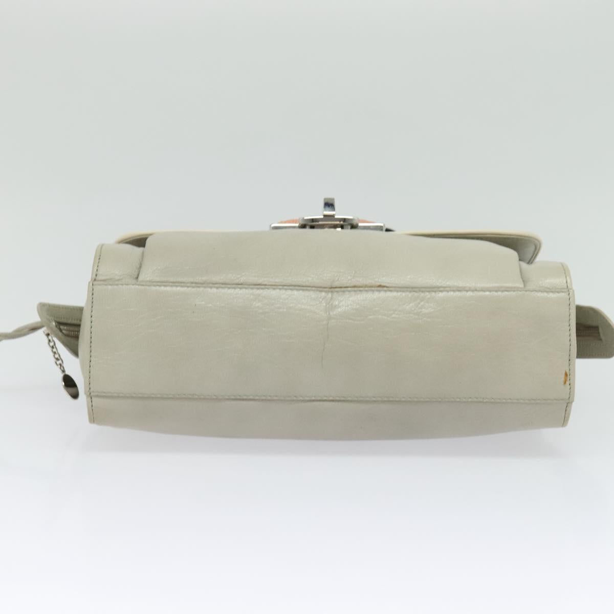 BALENCIAGA Shoulder Bag Leather Gray Silver Auth 121412