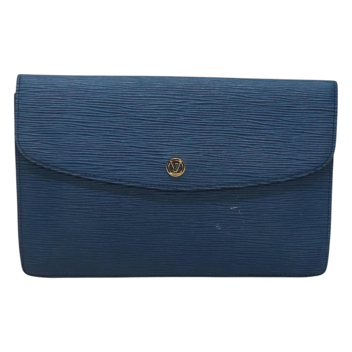 LOUIS VUITTON Epi Montaigne 27 Clutch Bag Blue M52655 LV Auth 121415