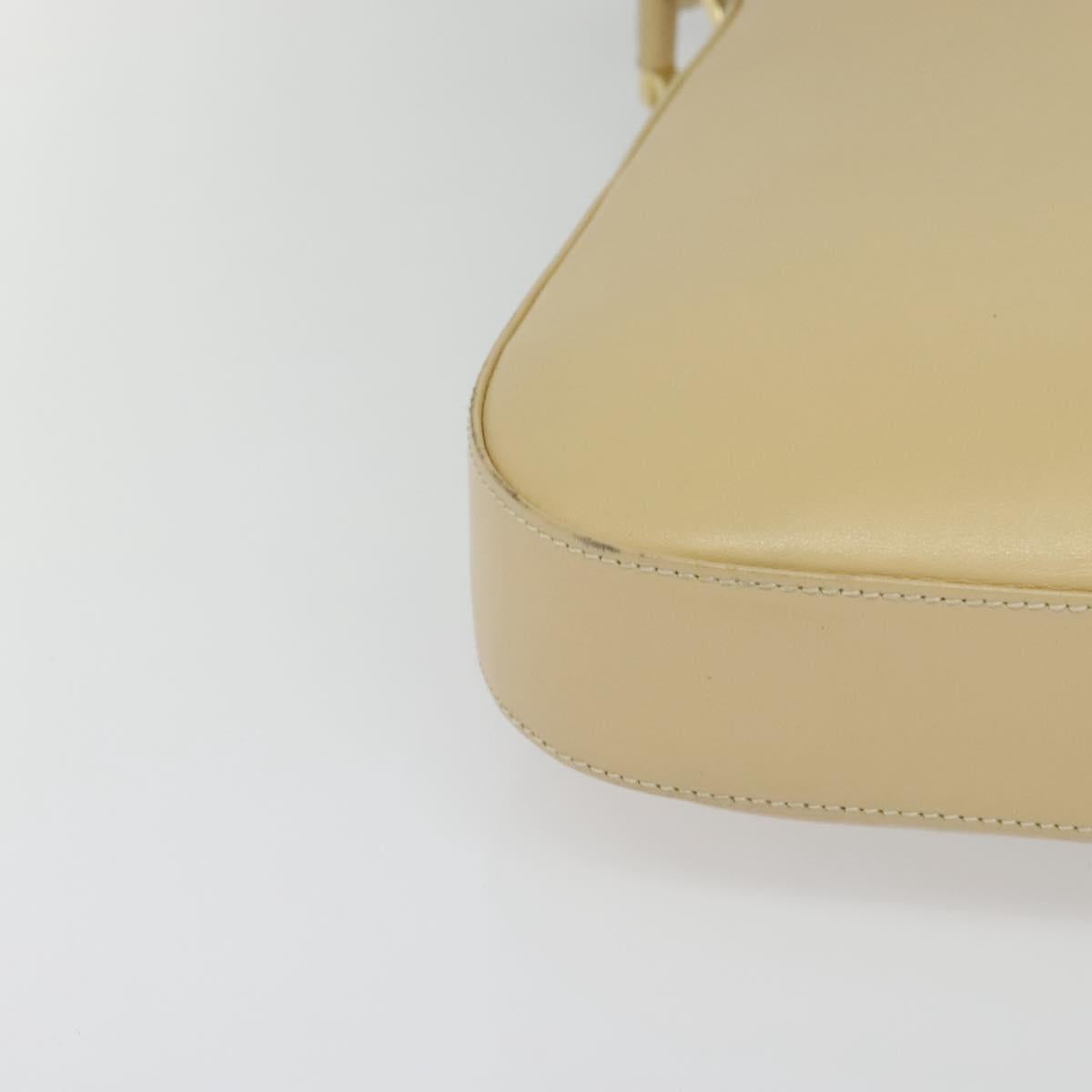 Salvatore Ferragamo Gancini Shoulder Bag Leather Beige Gold Auth 121419