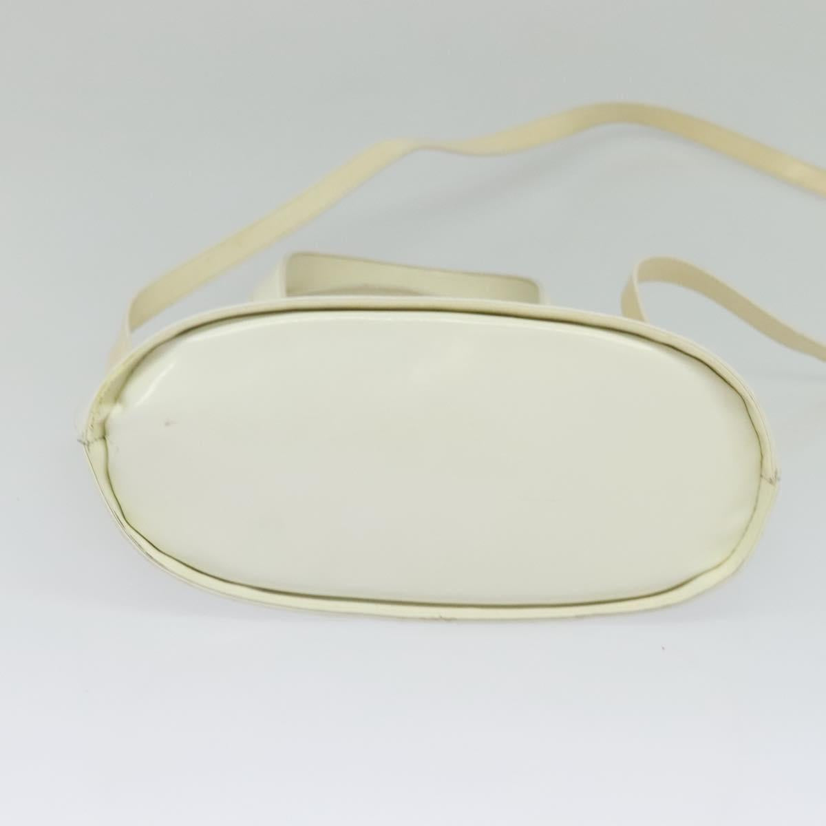 Salvatore Ferragamo Gancini Hand Bag Patent 2way White Silver Auth 121420