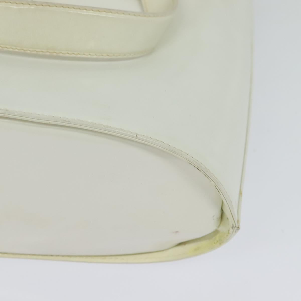 Salvatore Ferragamo Gancini Hand Bag Patent 2way White Silver Auth 121420