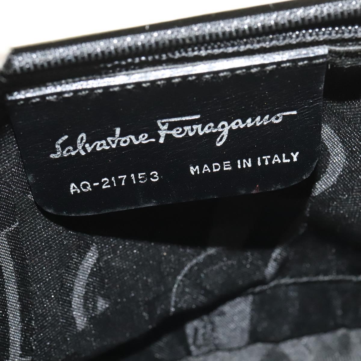 Salvatore Ferragamo Gancini Hand Bag Patent 2way White Silver Auth 121420