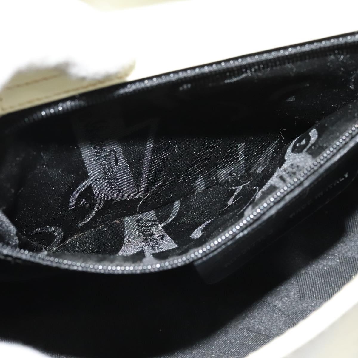 Salvatore Ferragamo Gancini Hand Bag Patent 2way White Silver Auth 121420