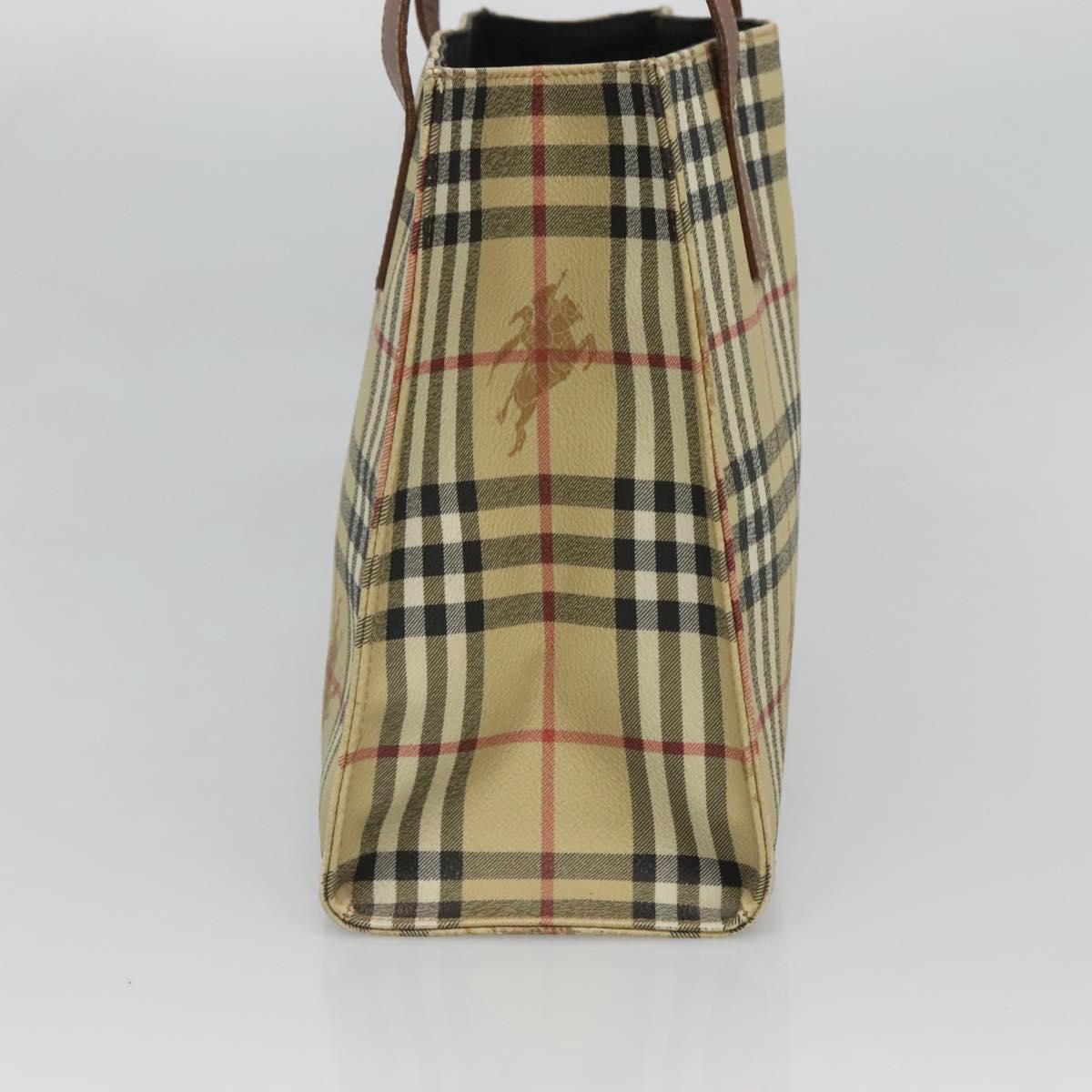 BURBERRY Nova Check Tote Bag PVC Beige Auth 121426