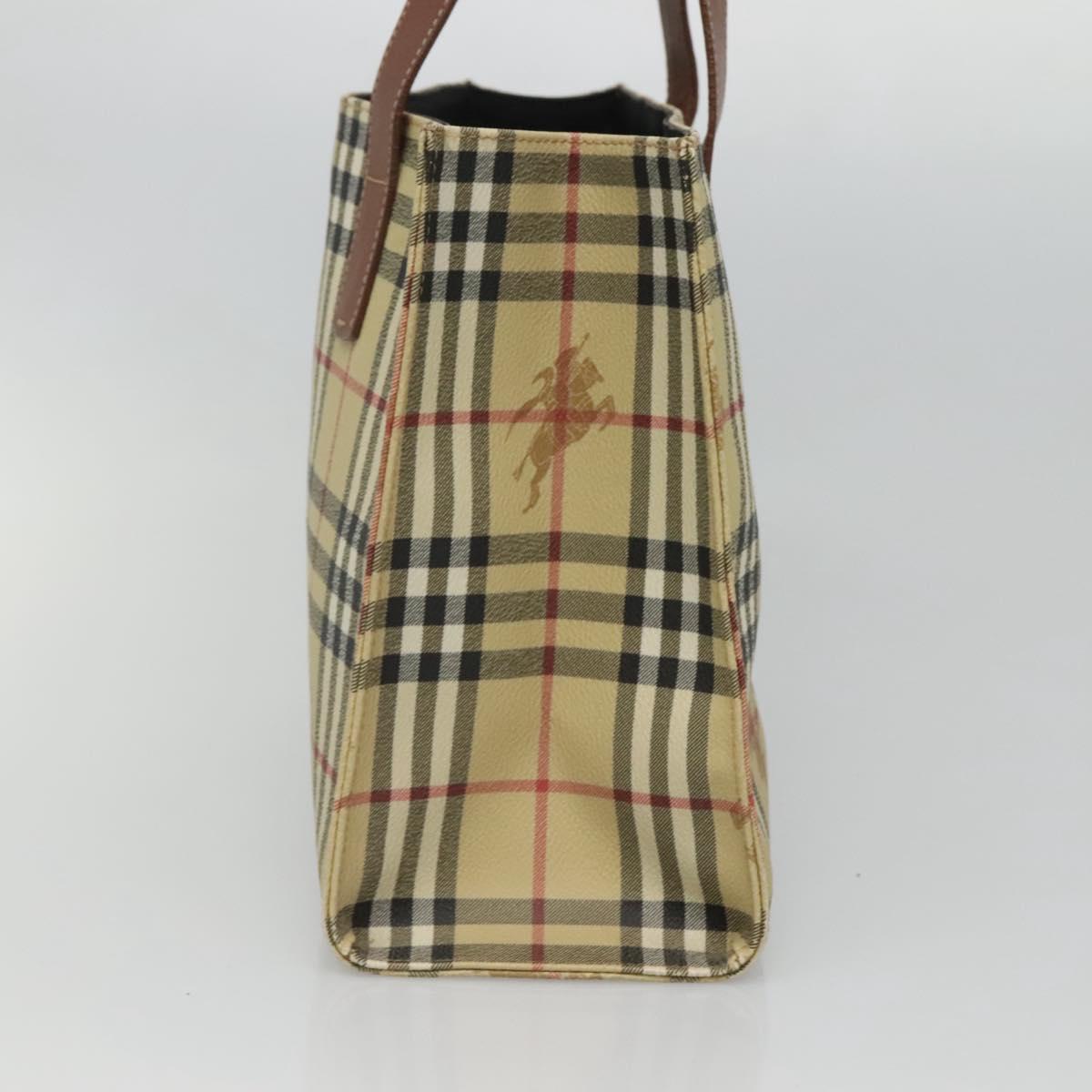 BURBERRY Nova Check Tote Bag PVC Beige Auth 121426