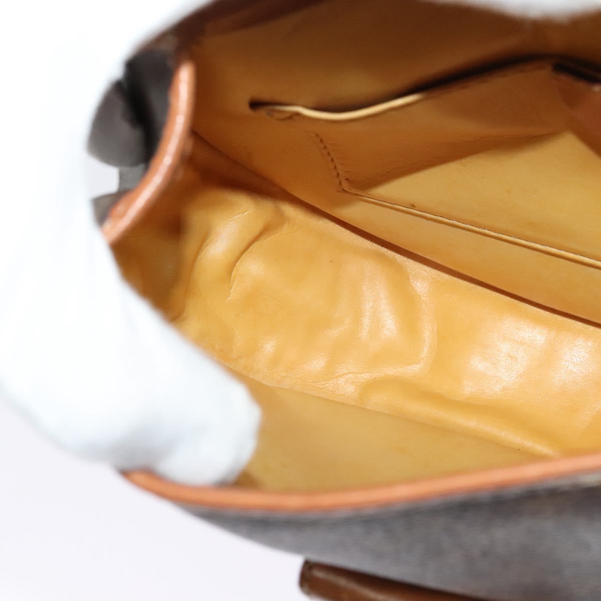 CELINE Macadam Canvas Shoulder Bag PVC Leather Brown Gold Auth 121435