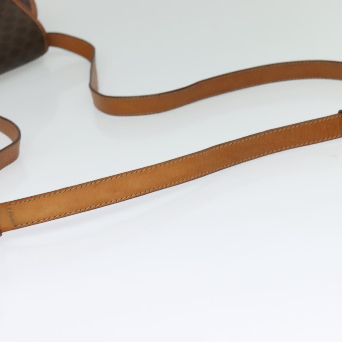 CELINE Macadam Canvas Shoulder Bag PVC Leather Brown Gold Auth 121435