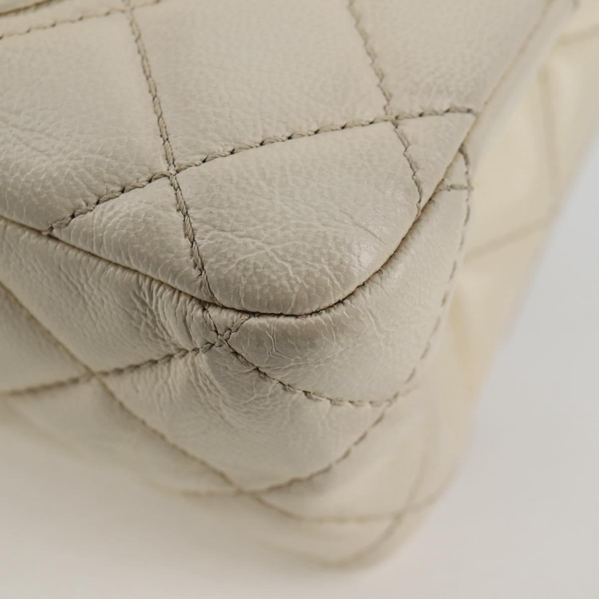 CHANEL Matelasse 30 2.25 Chain Shoulder Bag Caviar Skin White CC Auth 121441
