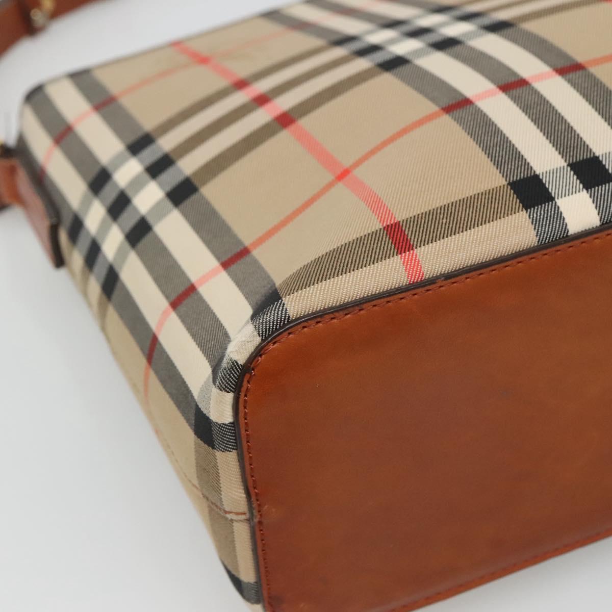 BURBERRY Nova Check Shoulder Bag Canvas Beige Gold Auth 121443