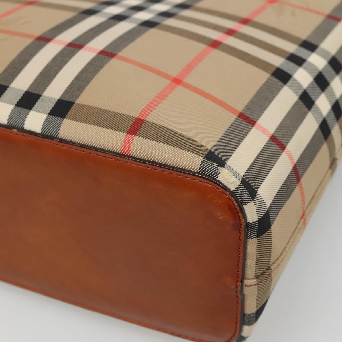 BURBERRY Nova Check Shoulder Bag Canvas Beige Gold Auth 121443