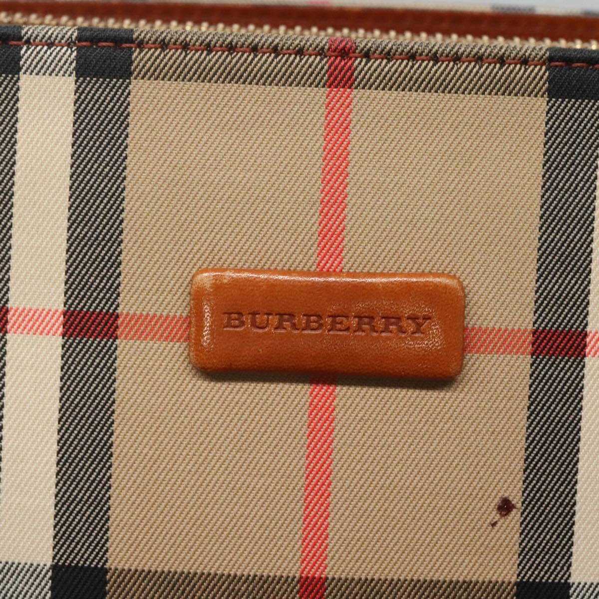 BURBERRY Nova Check Shoulder Bag Canvas Beige Gold Auth 121443