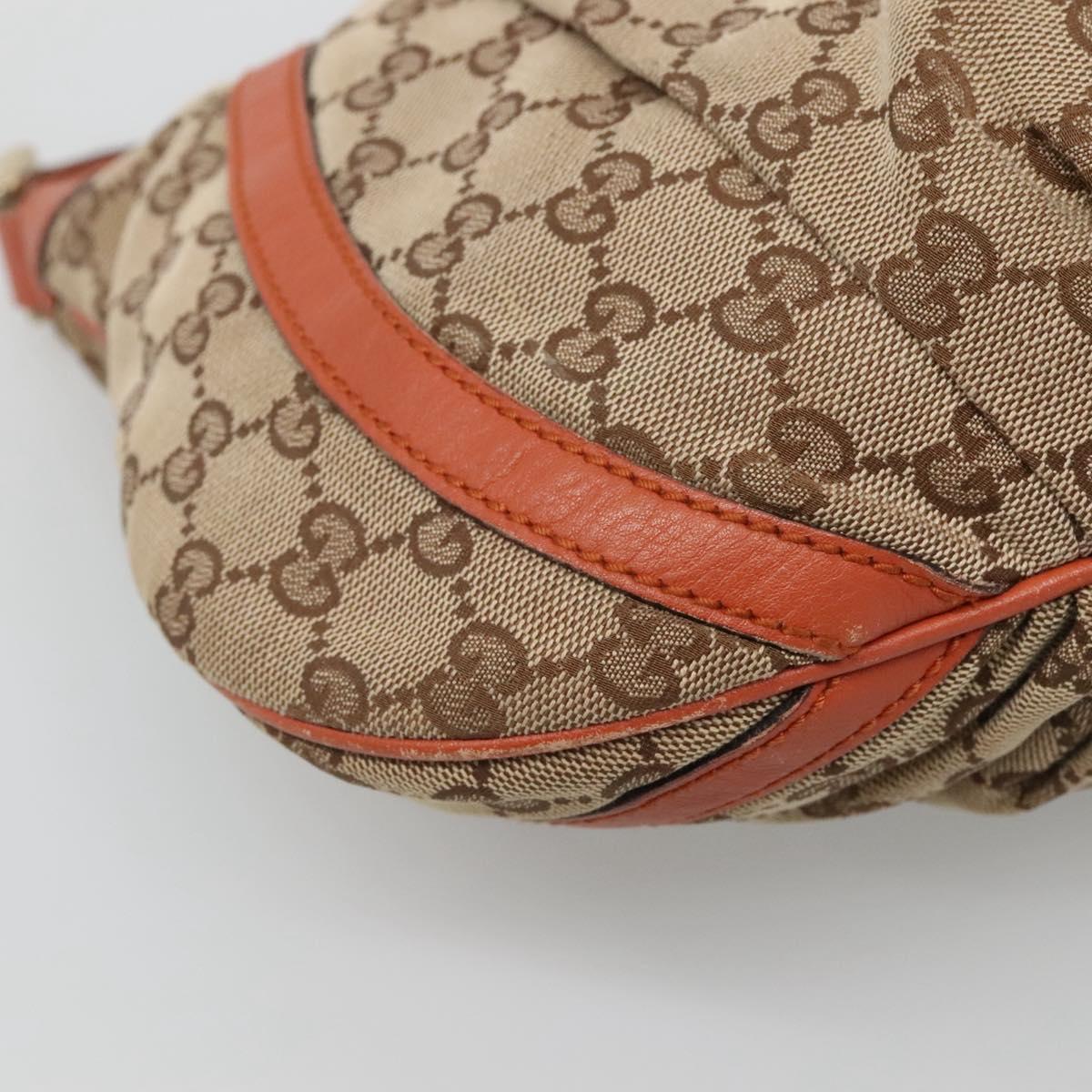 GUCCI GG Canvas Shoulder Bag Beige Gold 203257 Auth 121446