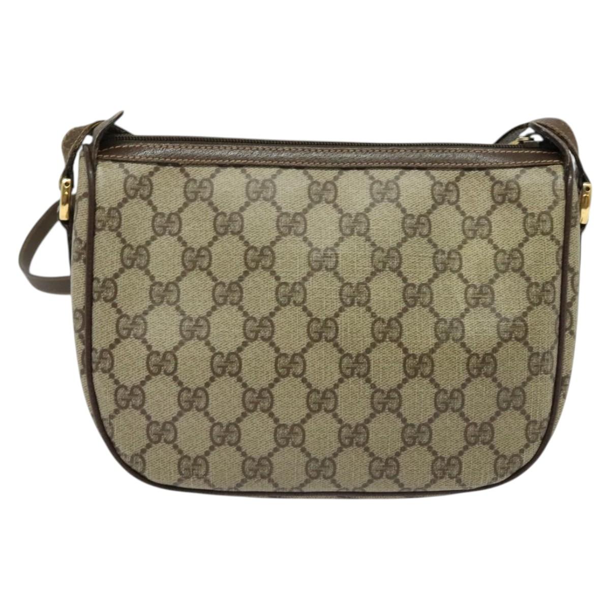 GUCCI GG Supreme Web Sherry Line Shoulder Bag PVC Beige 89 02 032 Auth 121449