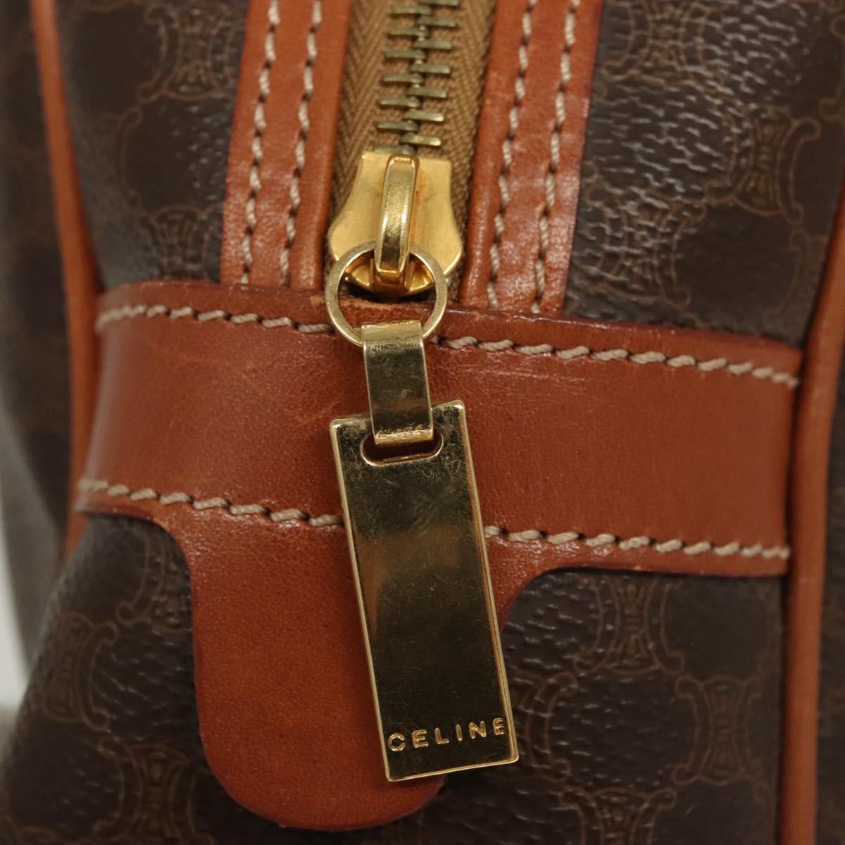 CELINE Macadam Canvas Hand Bag PVC Leather Brown Gold Auth 121455