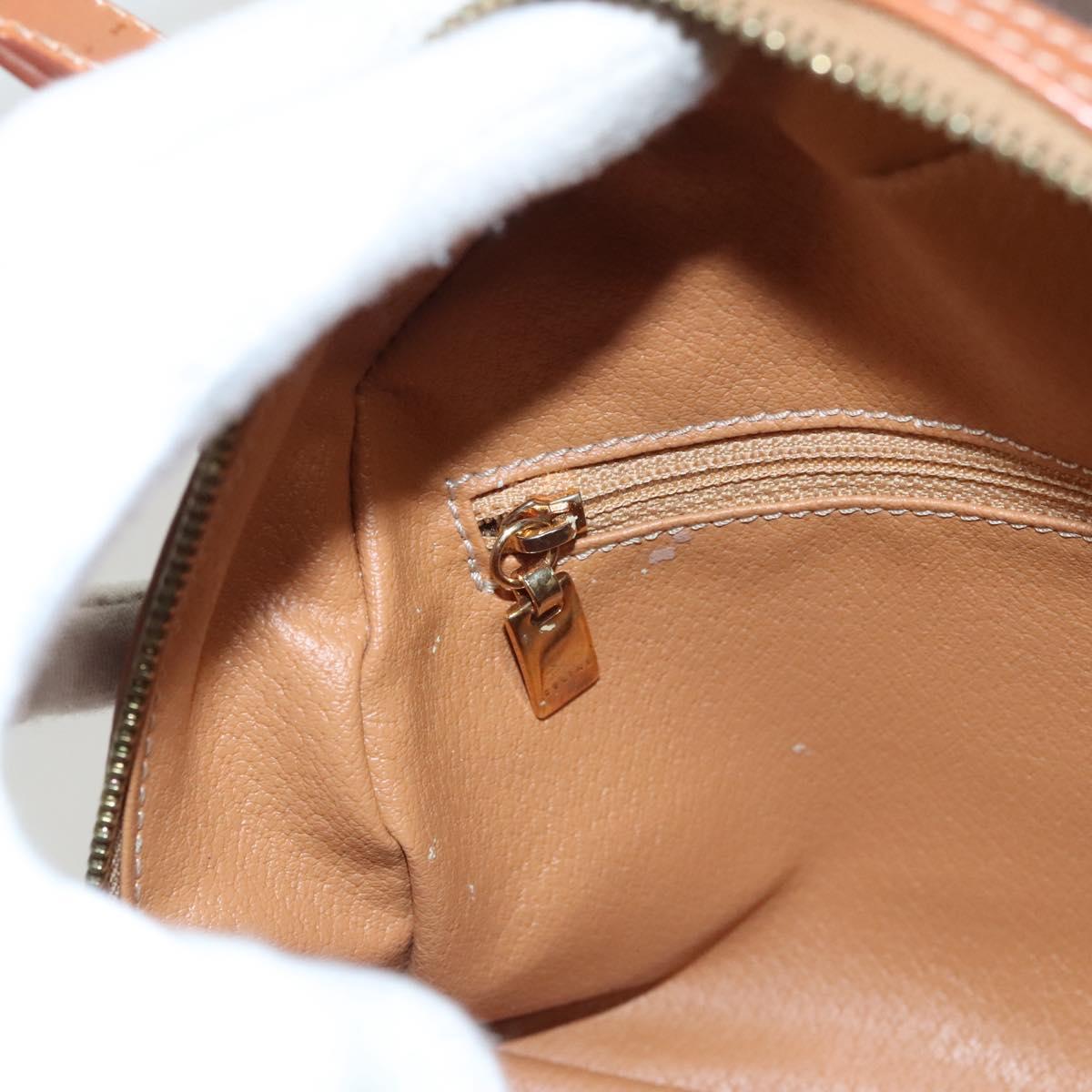 CELINE Macadam Canvas Hand Bag PVC Leather Brown Gold Auth 121455