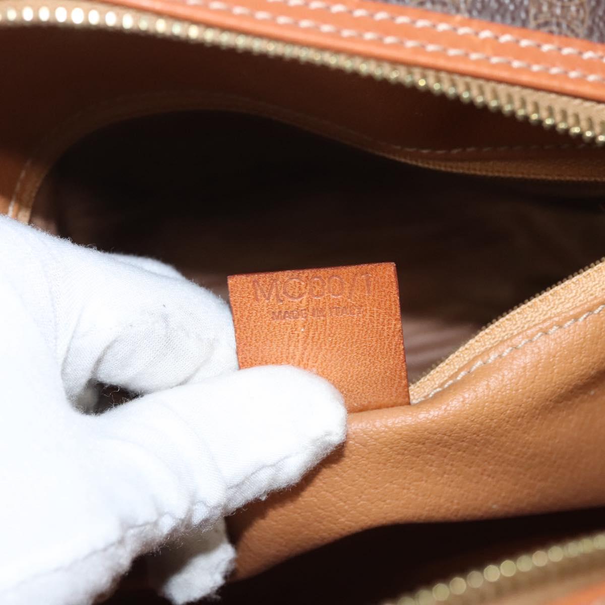 CELINE Macadam Canvas Hand Bag PVC Leather Brown Gold Auth 121455