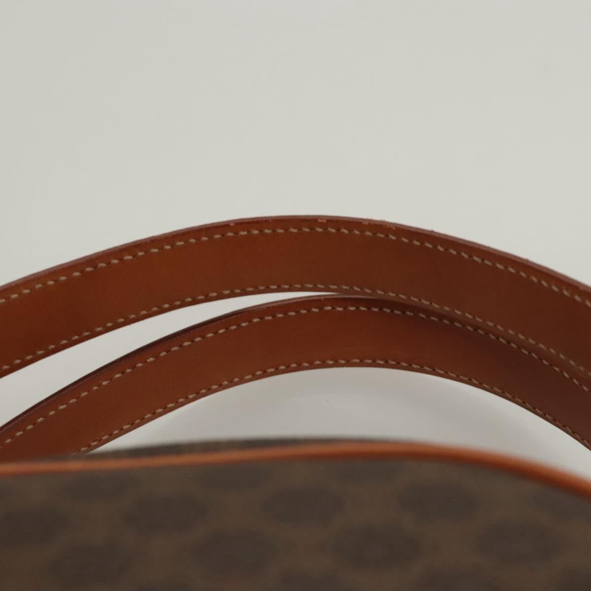 CELINE Macadam Canvas Hand Bag PVC Leather Brown Gold Auth 121455