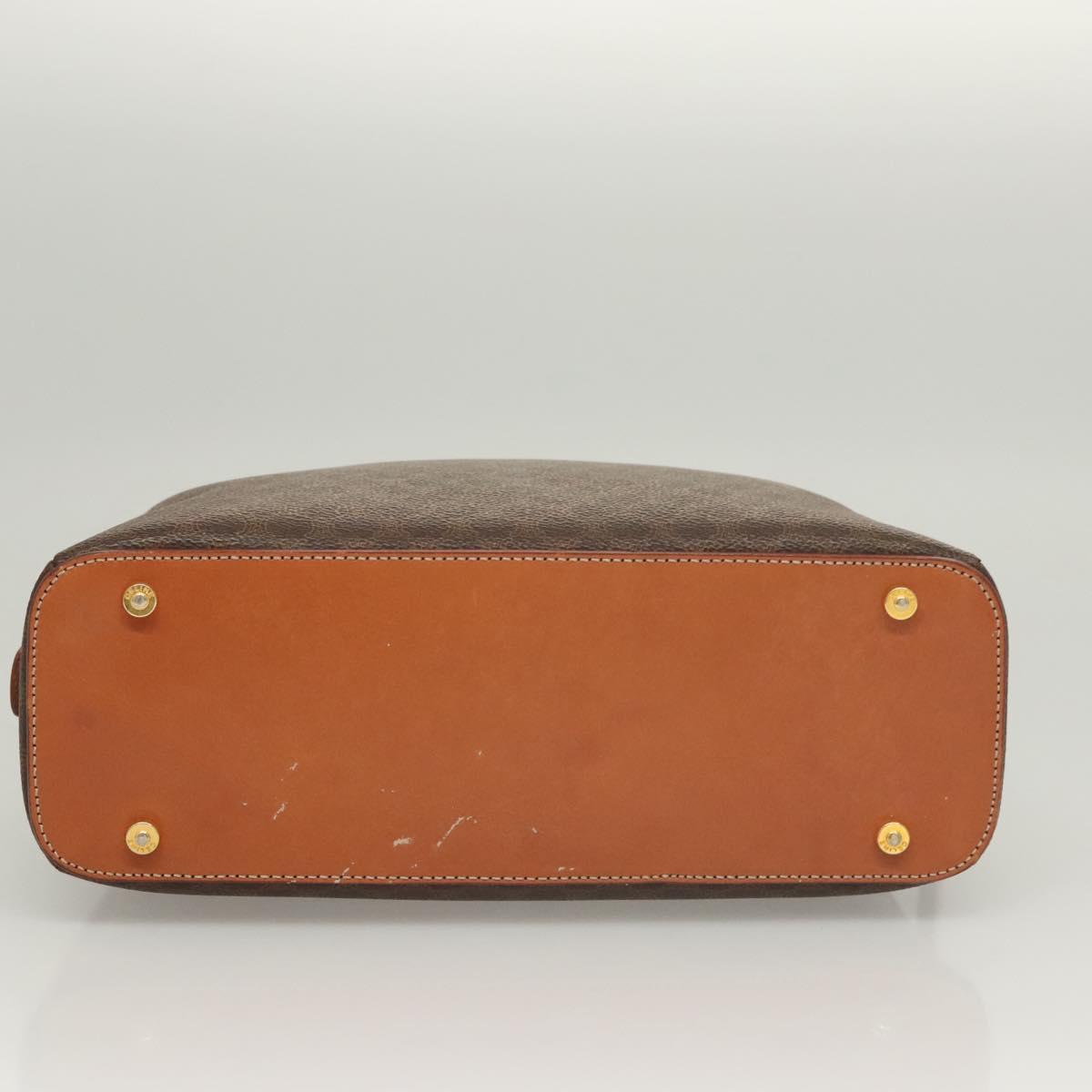 CELINE Macadam Canvas Hand Bag PVC Leather Brown Gold Auth 121455
