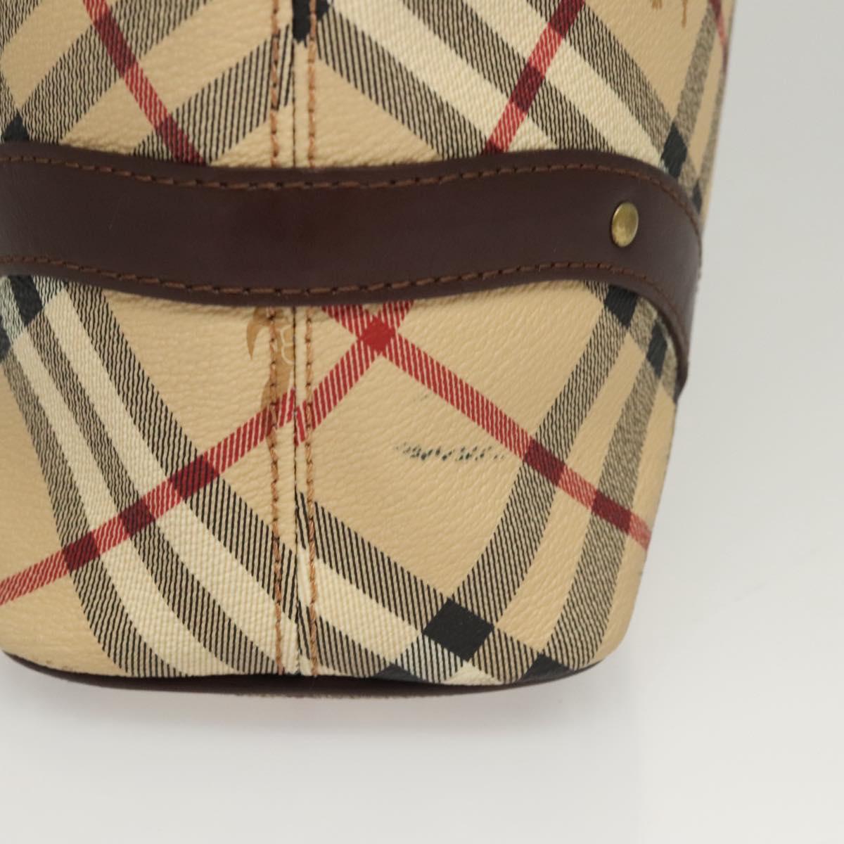 BURBERRY Nova Check Hand Bag PVC Beige Auth 121465