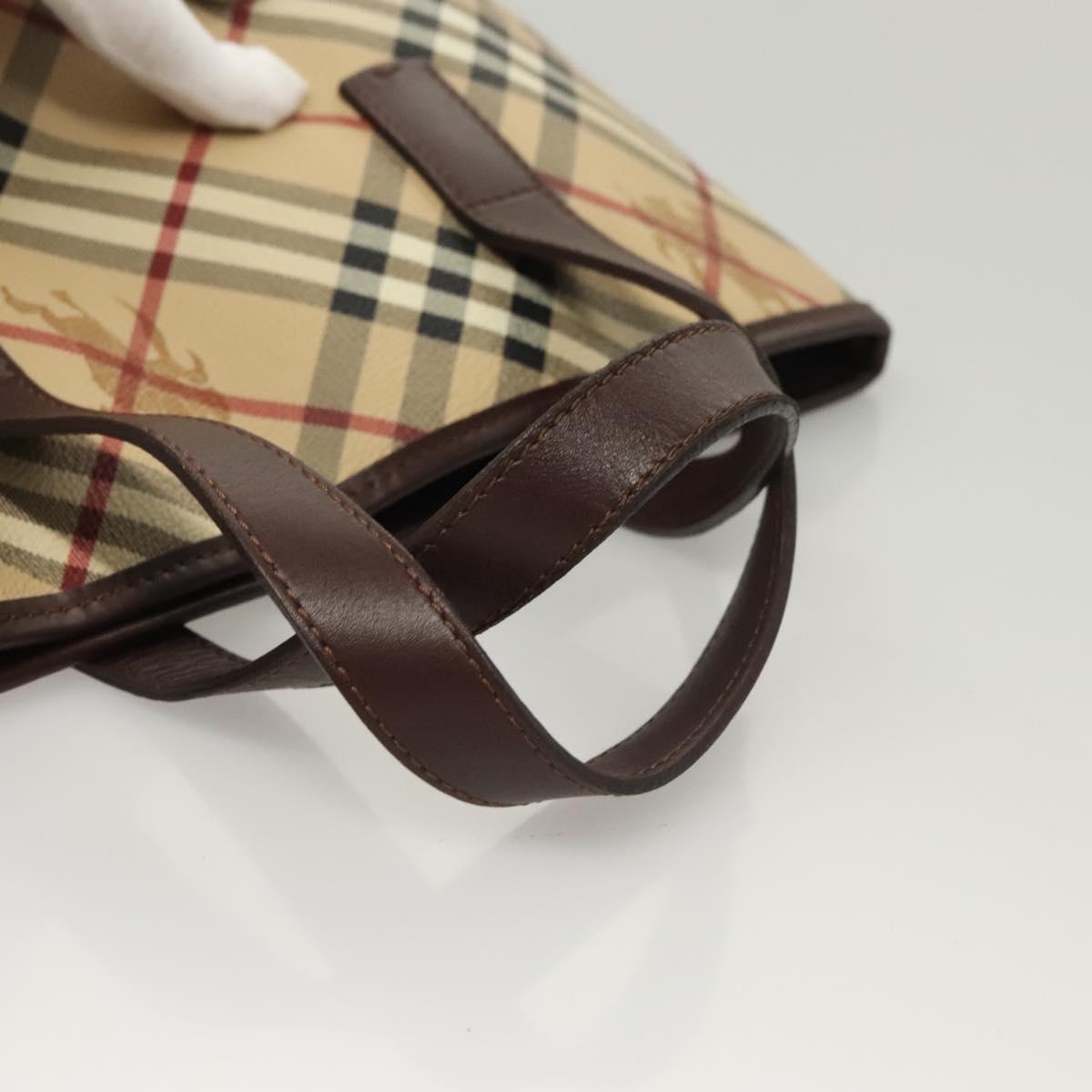 BURBERRY Nova Check Hand Bag PVC Beige Auth 121465