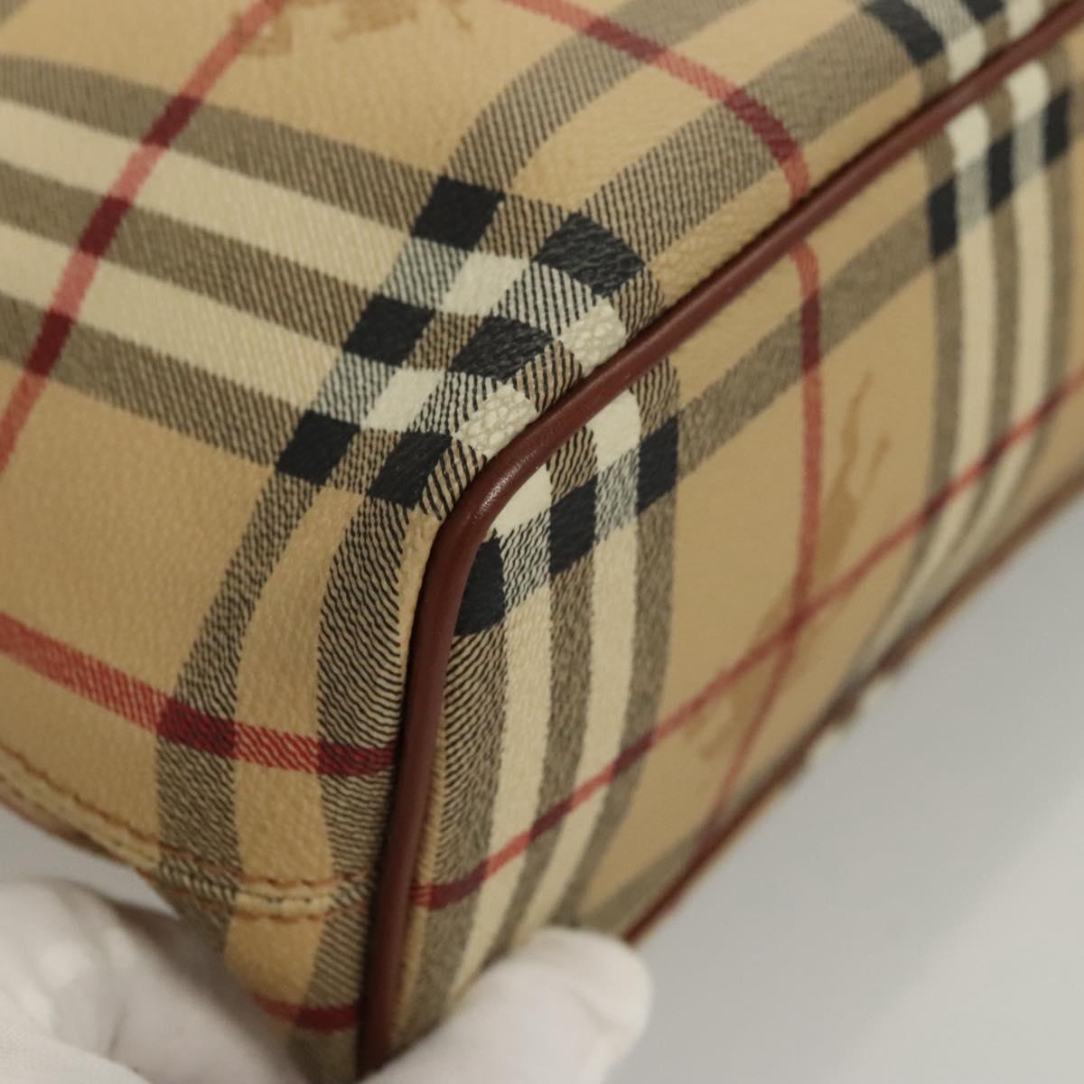 BURBERRY Nova Check Hand Bag PVC Beige Auth 121466