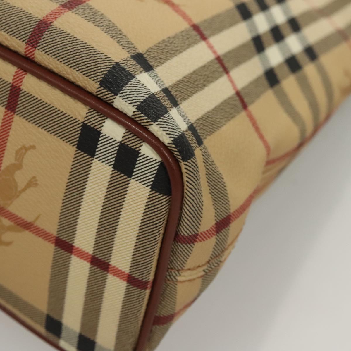 BURBERRY Nova Check Hand Bag PVC Beige Auth 121466