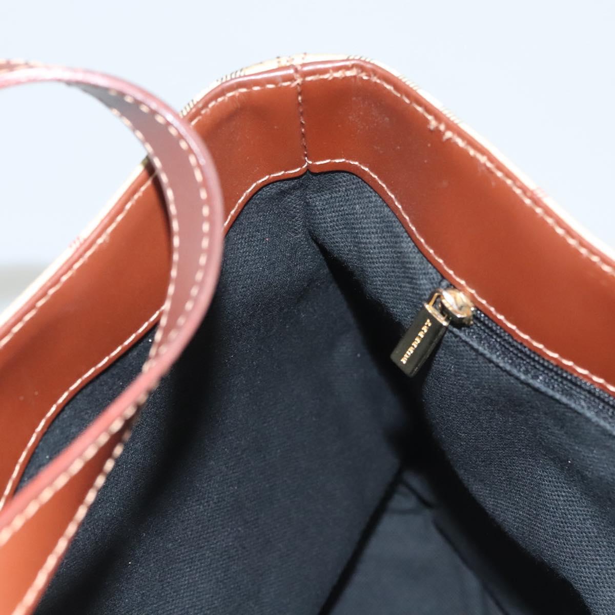 BURBERRY Nova Check Hand Bag PVC Beige Auth 121466