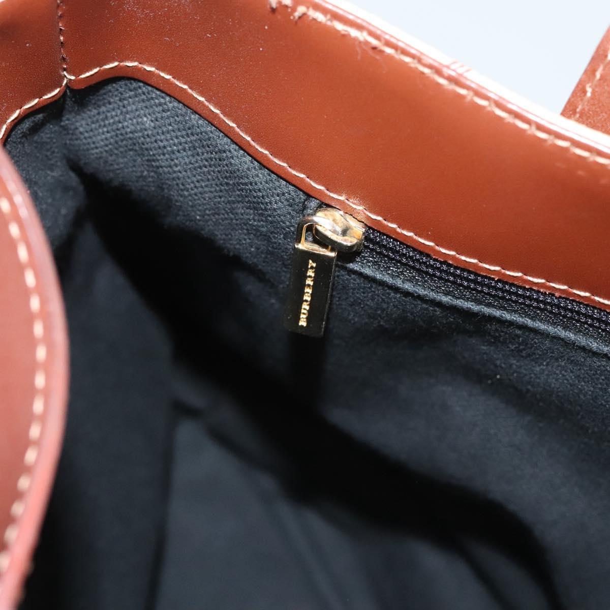 BURBERRY Nova Check Hand Bag PVC Beige Auth 121466