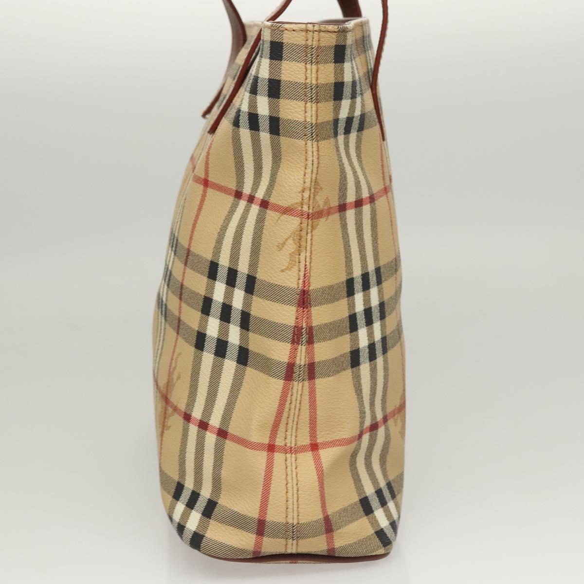 BURBERRY Nova Check Hand Bag PVC Beige Auth 121466