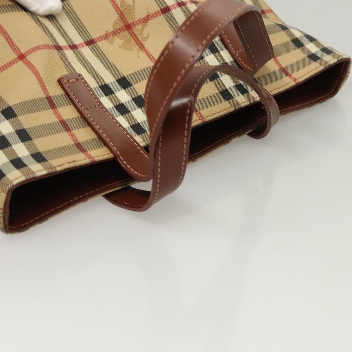 BURBERRY Nova Check Hand Bag PVC Beige Auth 121466