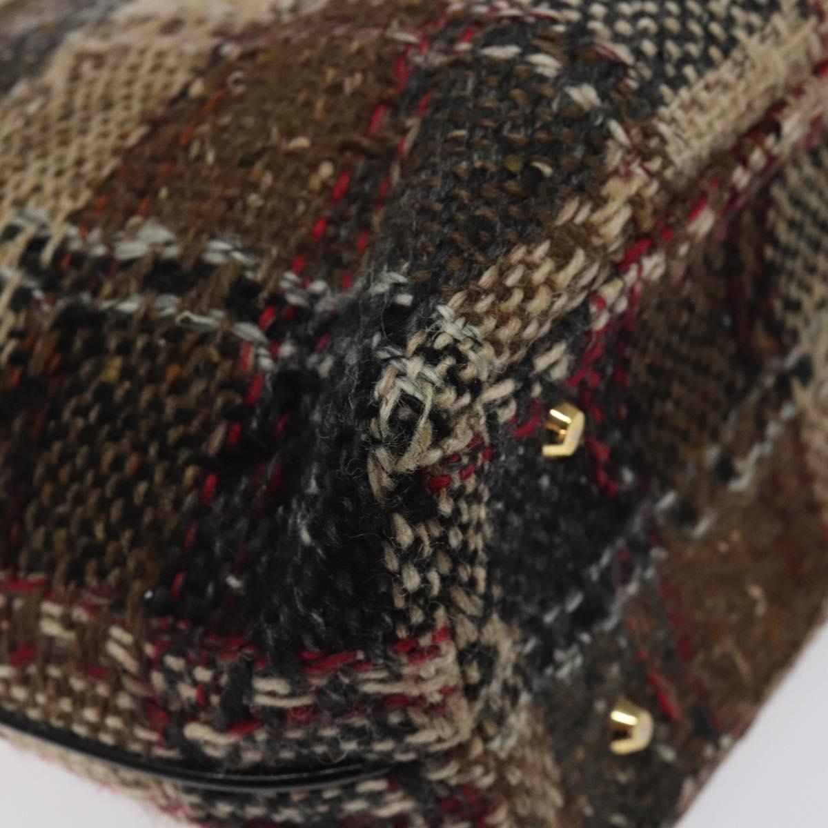 BURBERRY Nova Check Tote Bag Canvas Gold Brown Auth 121468