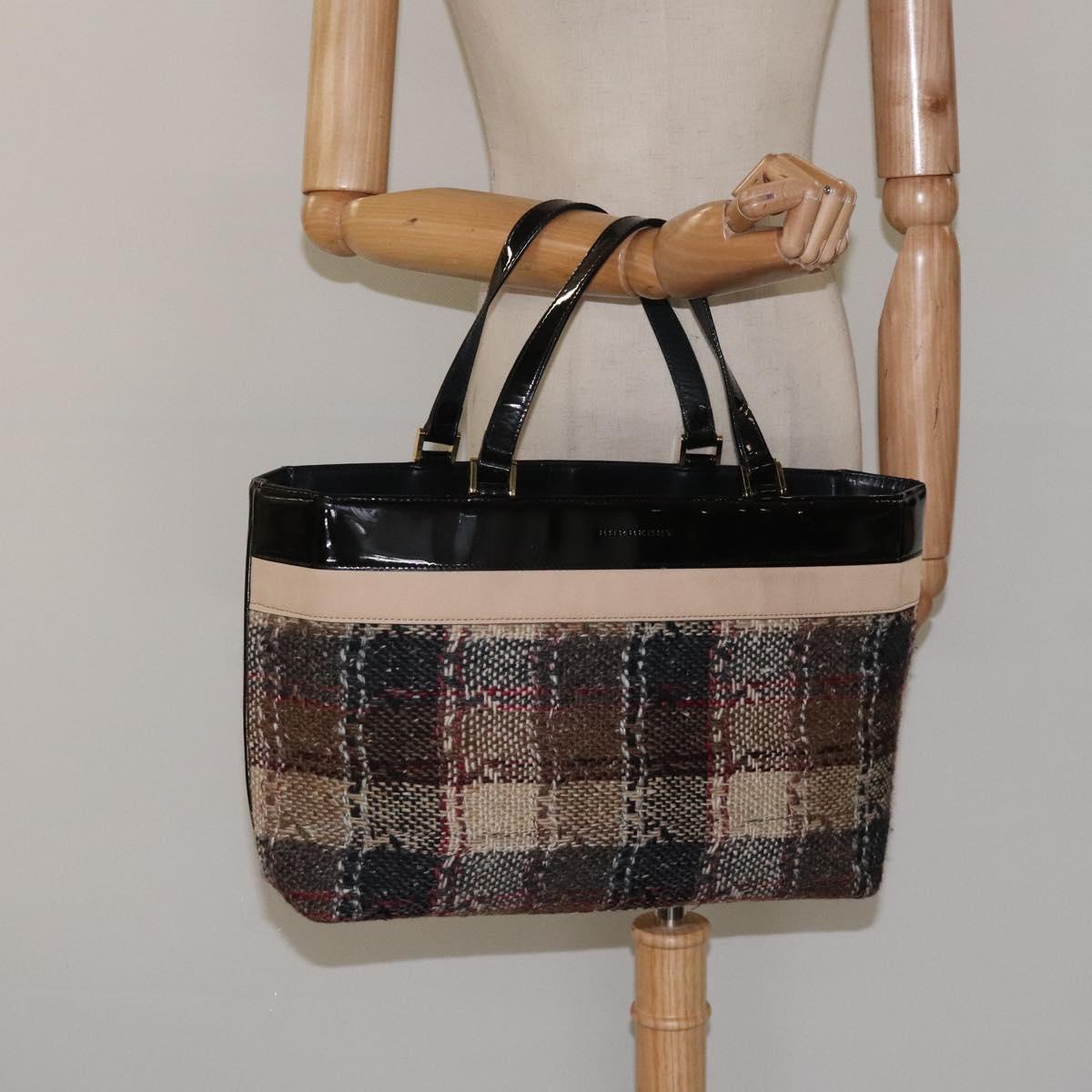 BURBERRY Nova Check Tote Bag Canvas Gold Brown Auth 121468