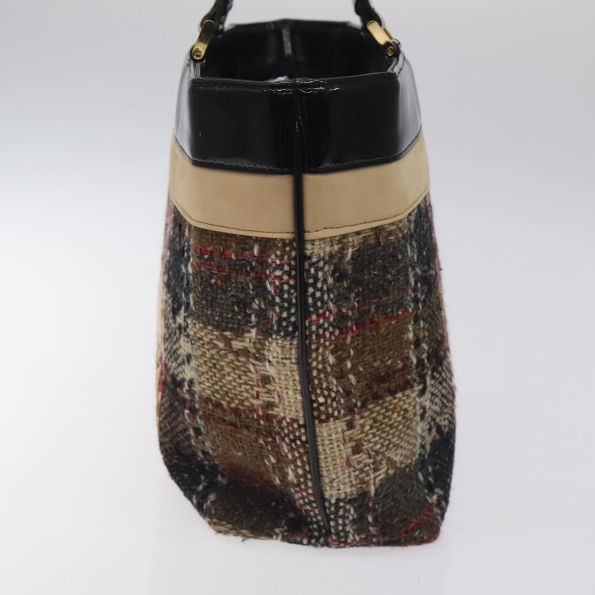 BURBERRY Nova Check Tote Bag Canvas Gold Brown Auth 121468