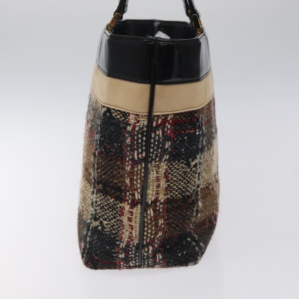 BURBERRY Nova Check Tote Bag Canvas Gold Brown Auth 121468