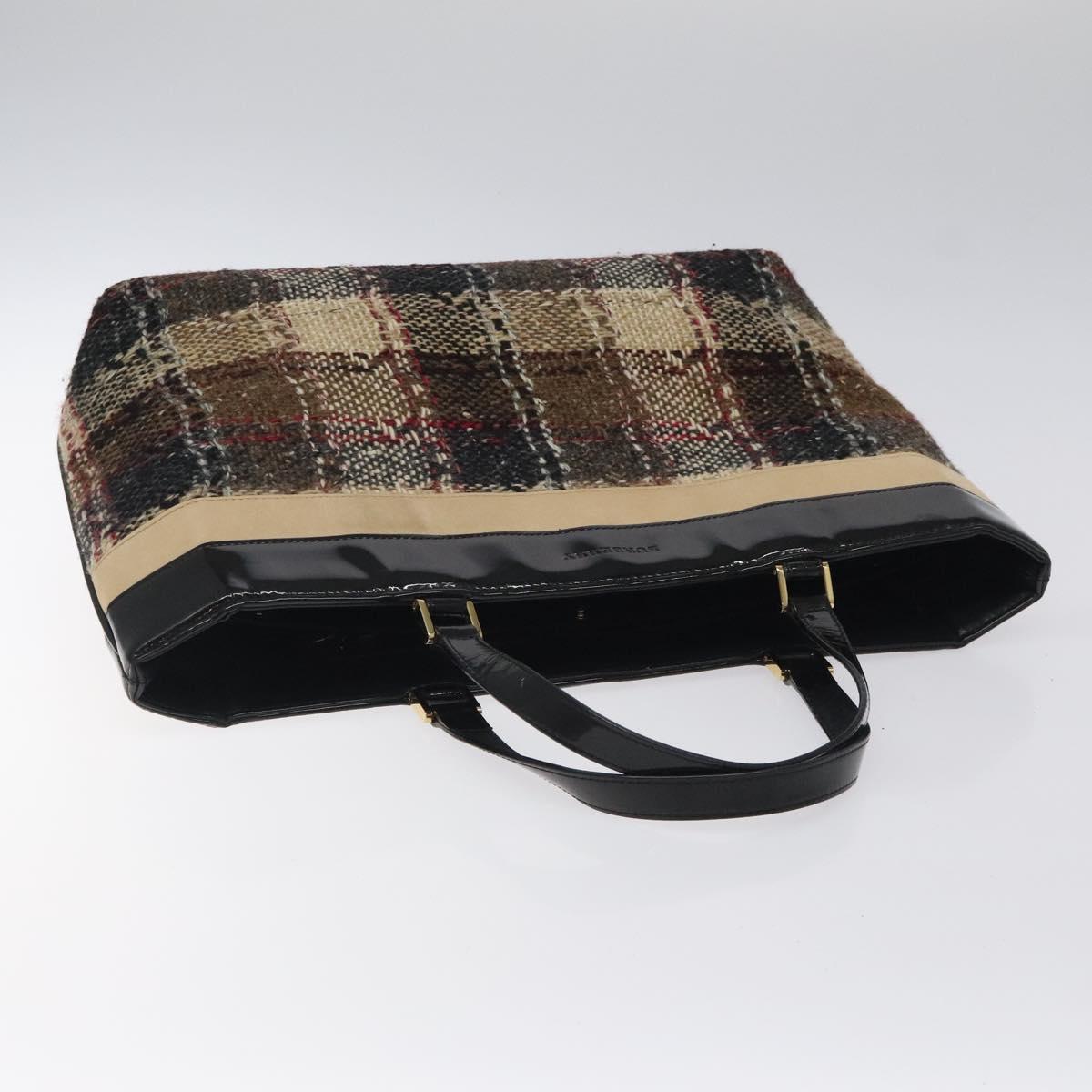 BURBERRY Nova Check Tote Bag Canvas Gold Brown Auth 121468