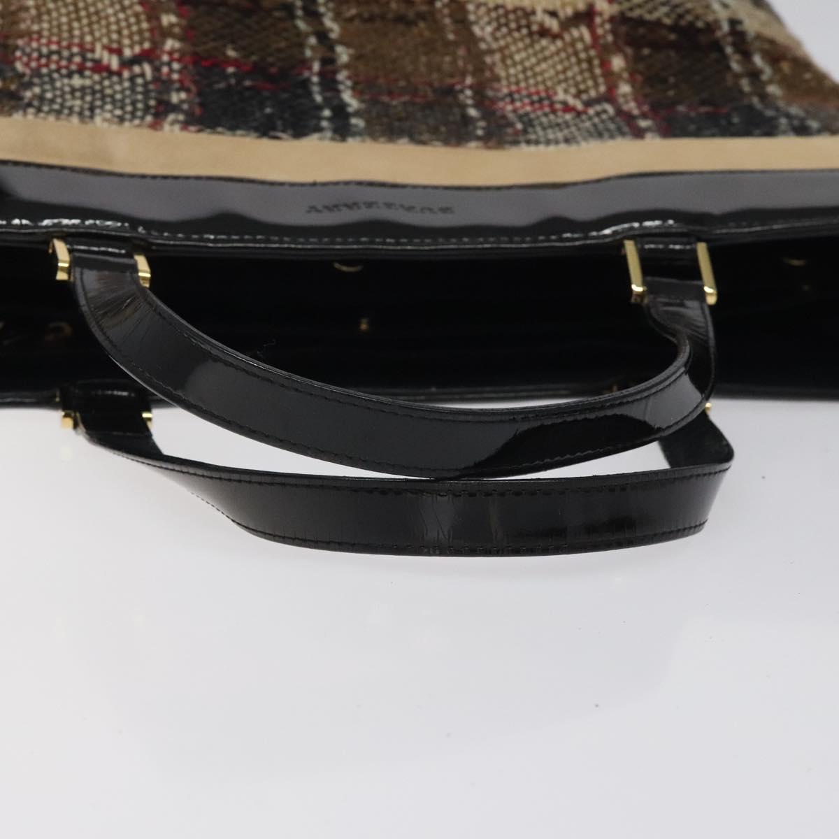 BURBERRY Nova Check Tote Bag Canvas Gold Brown Auth 121468