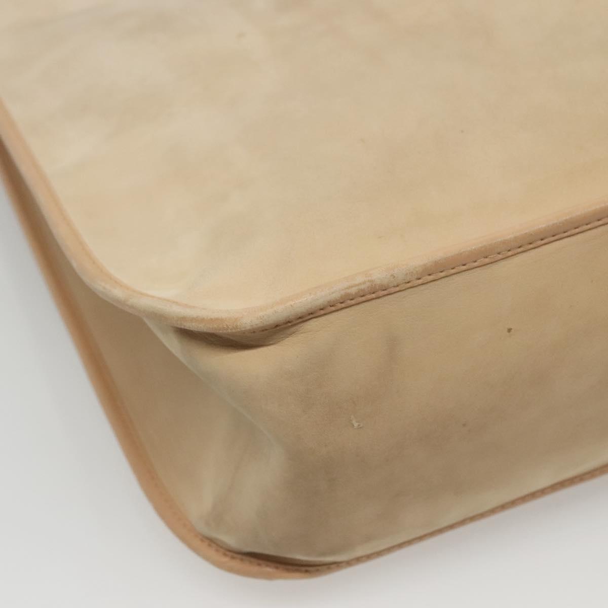 Salvatore Ferragamo Gancini Tote Bag Suede Beige Gold Auth 121469