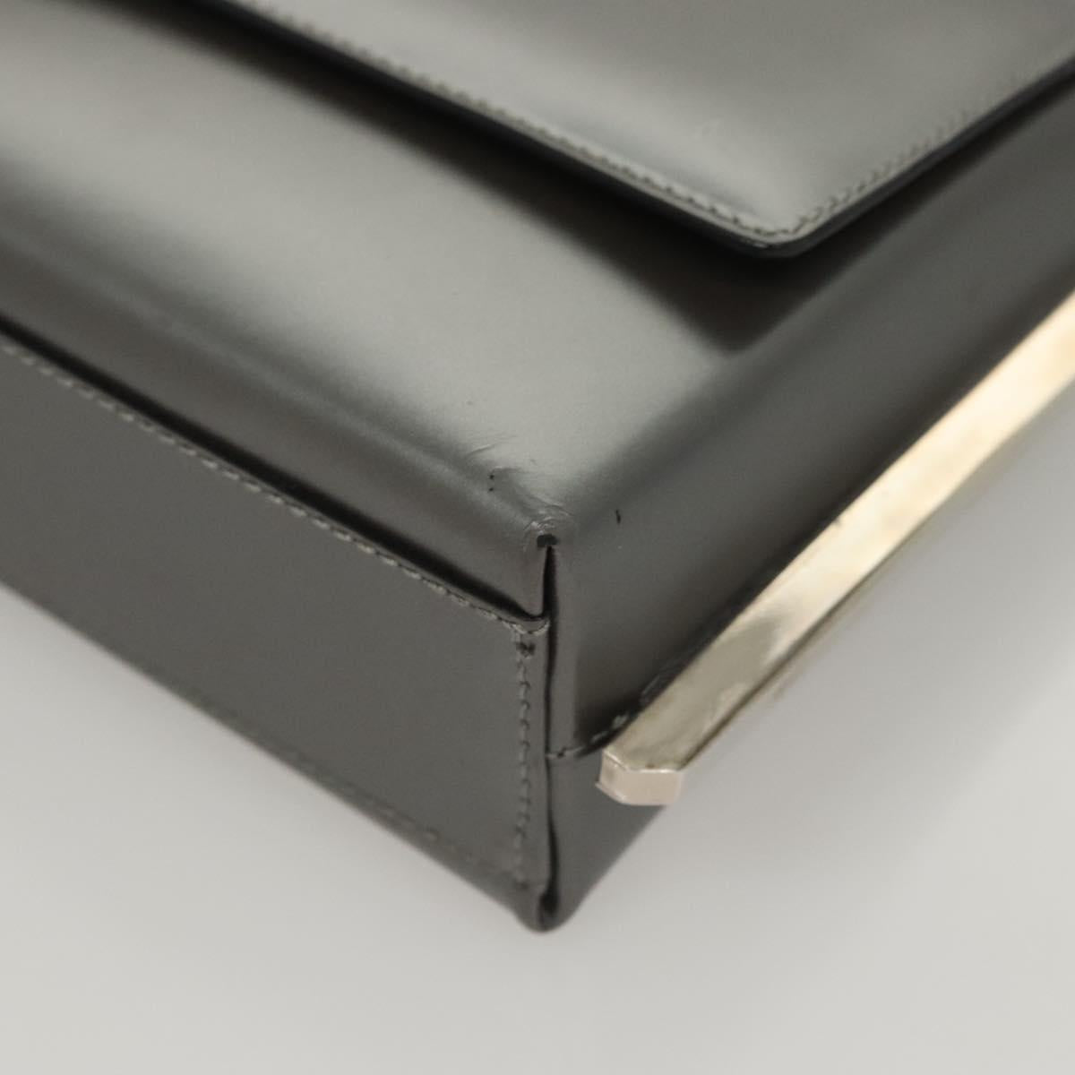 Salvatore Ferragamo Chain Shoulder Bag Patent leather Silver Auth 121470