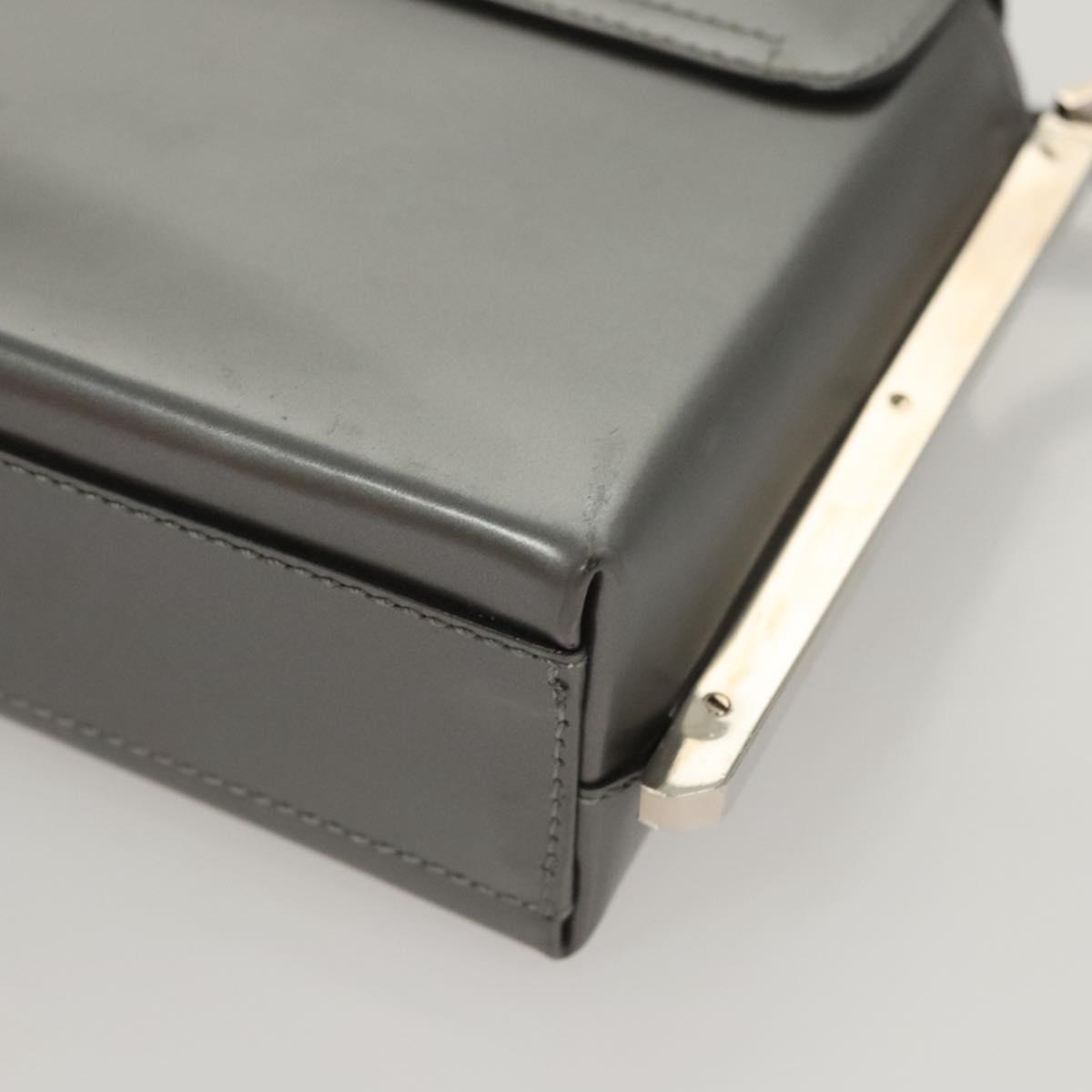 Salvatore Ferragamo Chain Shoulder Bag Patent leather Silver Auth 121470