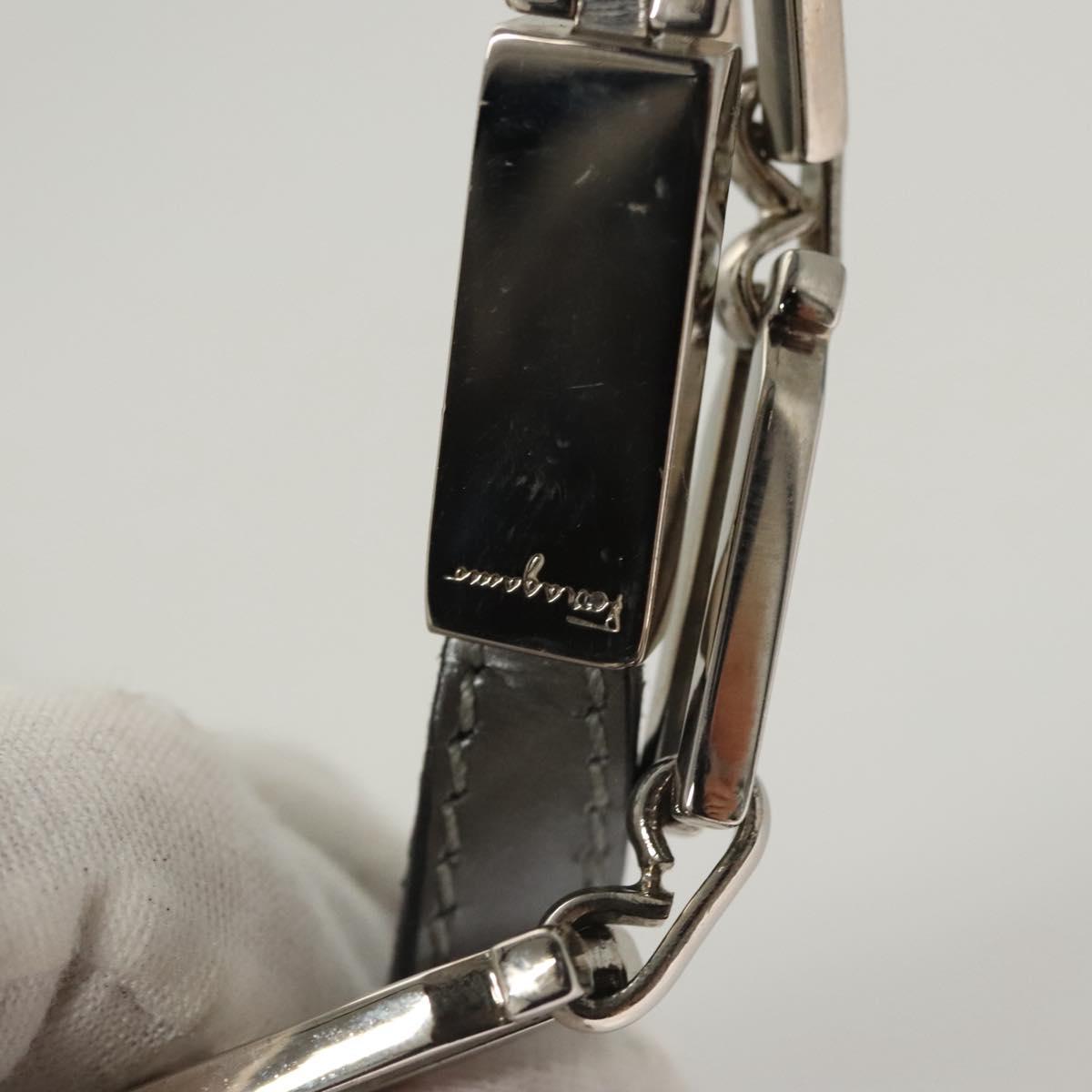 Salvatore Ferragamo Chain Shoulder Bag Patent leather Silver Auth 121470