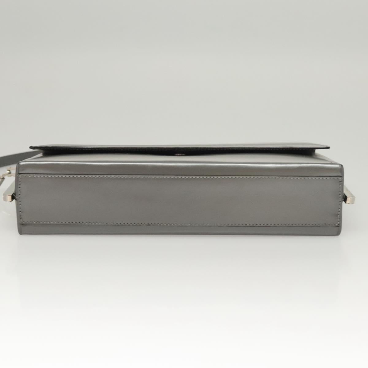 Salvatore Ferragamo Chain Shoulder Bag Patent leather Silver Auth 121470