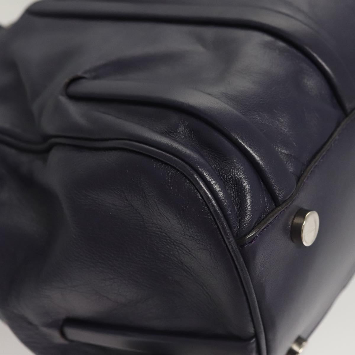 CELINE Shoulder Bag Leather Purple Silver Auth 121477