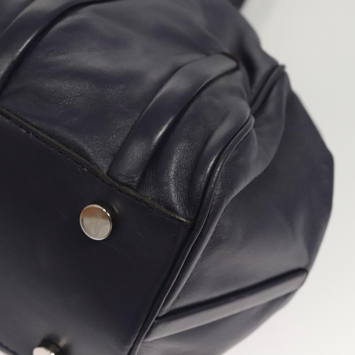 CELINE Shoulder Bag Leather Purple Silver Auth 121477