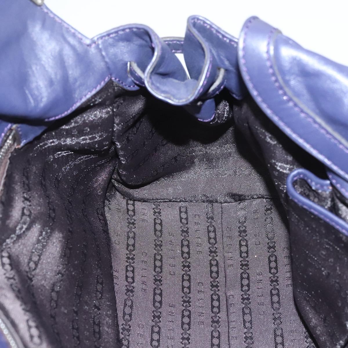 CELINE Shoulder Bag Leather Purple Silver Auth 121477