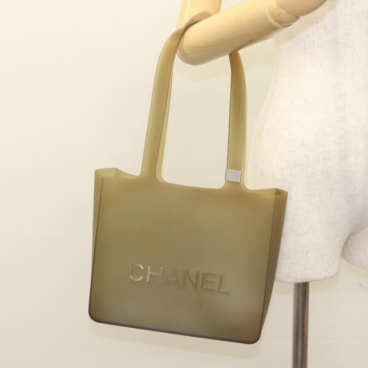 CHANEL Tote Bag Rubber Khaki CC Auth 121481