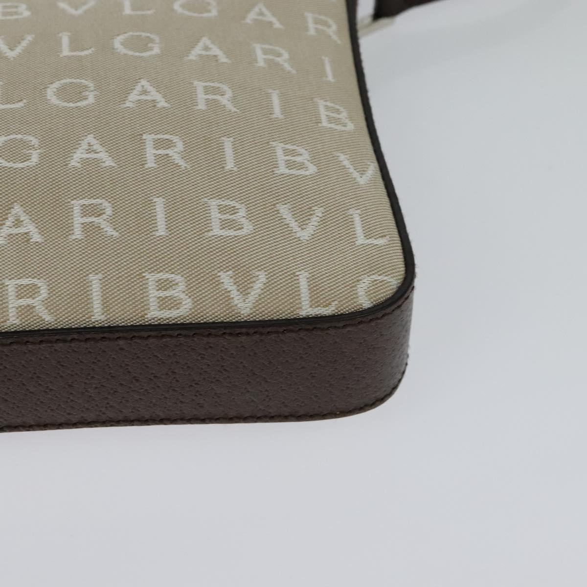 BVLGARI Shoulder Bag Canvas Ivory Silver Auth 121484